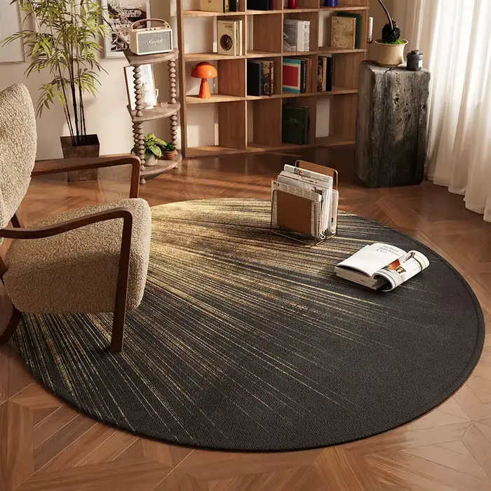 Tapis rond de luxe léger pour décoration de chambre à coucher, tapis de Style moderne pour salon, la