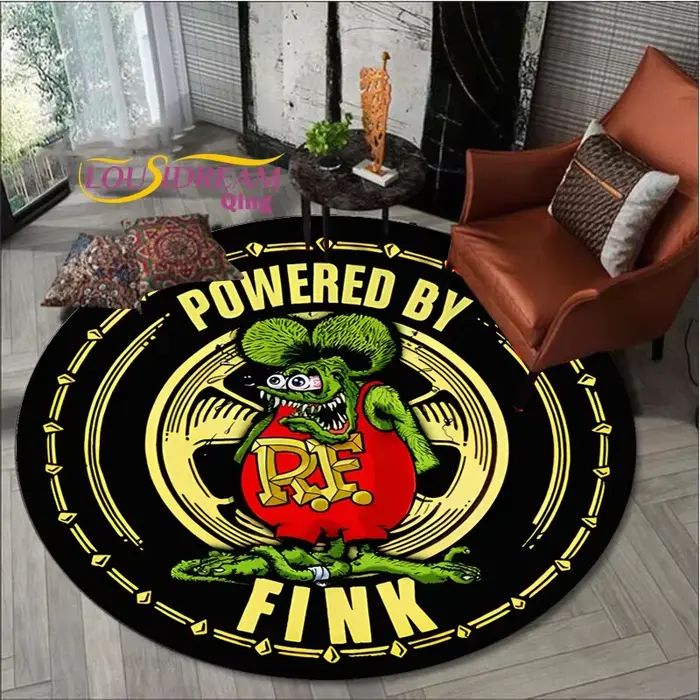 Tapis de sol rond rétro Rat Fink lea