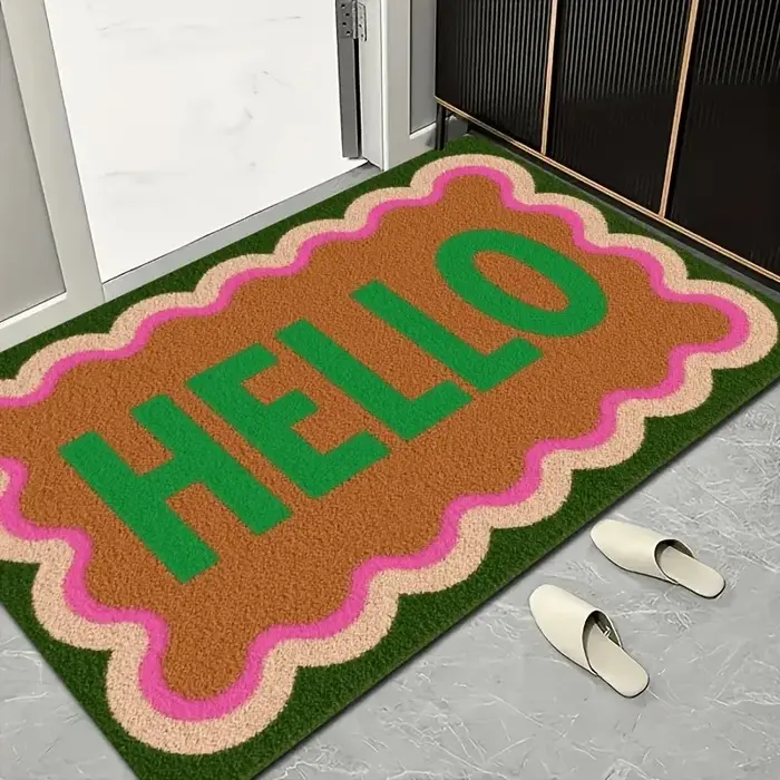 Tapis d'entrée en fibre de coco avec motif de chat de dessin animé