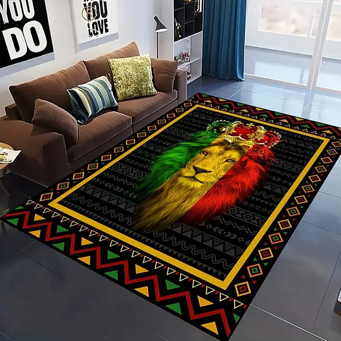 Tapis à Imprimés dérivAfricain Moderne, Polymères de Sol, Animaux, pour Salon, Chambre à Coucher, Dé