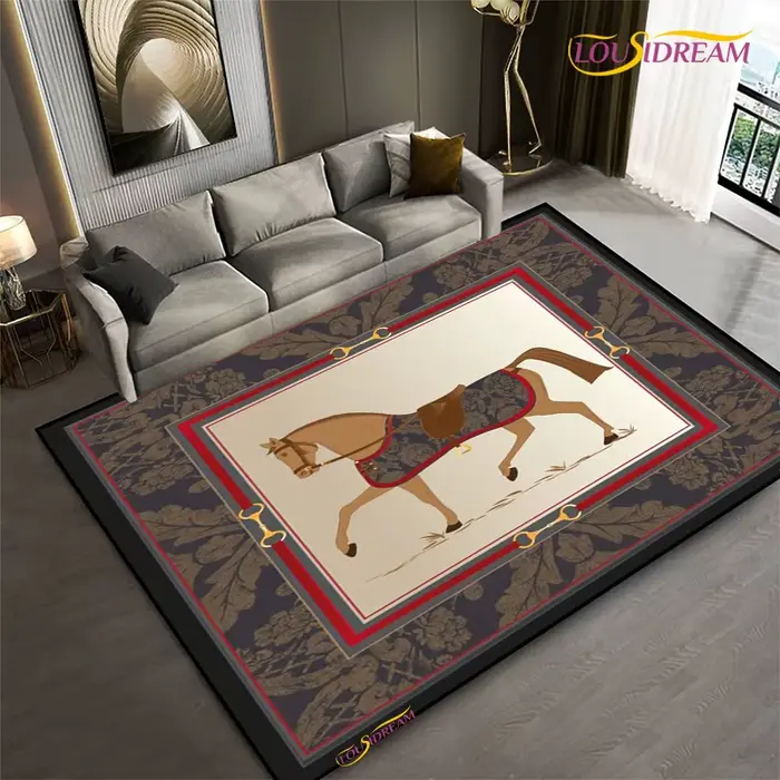 Tapis cheval à cadre ethnique pour salon, chambre à coucher, cuisine, tapis de sol antidérapant pour enfants, cadeau d'anniversaire, accessoires de photographie