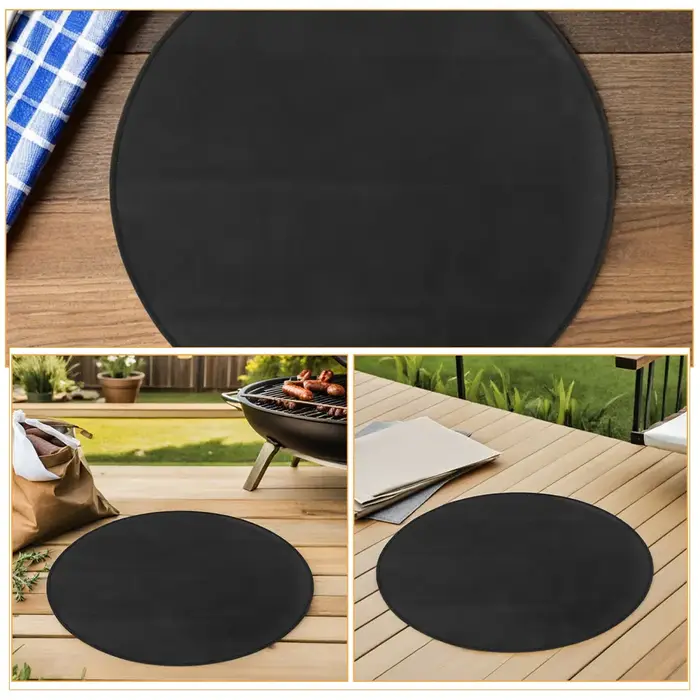 Tapis ignifuge rond résistant à la chaleur de 24 pouces pour barbecue extérieur