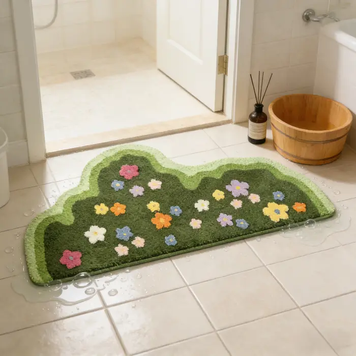 Tapis capitonné floral à poils souples de qualité supérieure