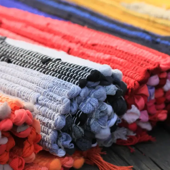 Tapis et tapis à pampilles rétro en tissu de coton