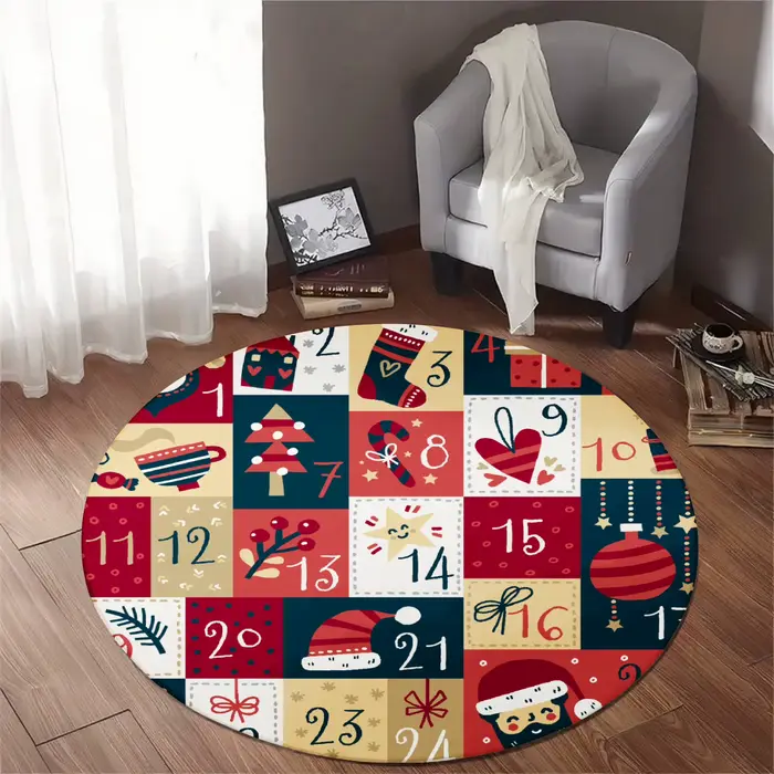 Tapis de noël rond en flanelle douce