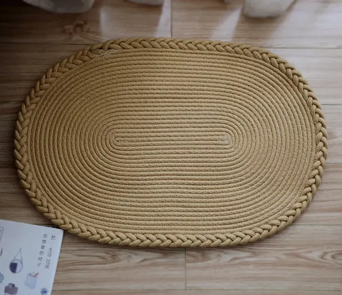 Polymères de jute simples faits à la main, 100% Lea Doorvirus, non ald, respectueux de l'environnement, tapis, coussin de sol, décoration de la maison, 65x45cm