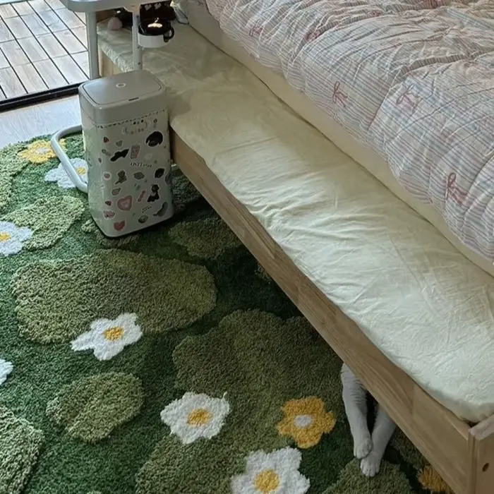 Tapis moderne irrégulier en imitation cachemire, antidérapant, à motif floral, pour chevet, absorbant, doux, pour salle de bain