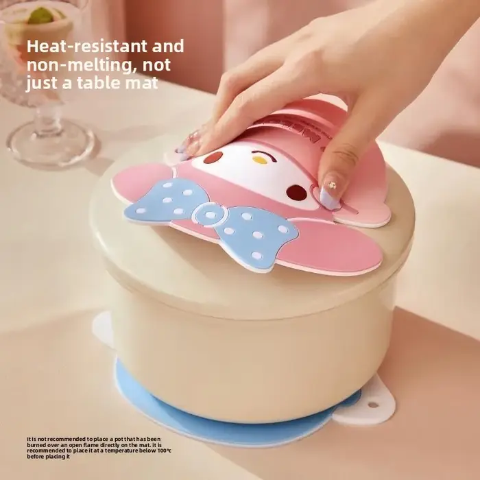Tapis de cuisine en silicone antidérapant rose lapin Kawaii