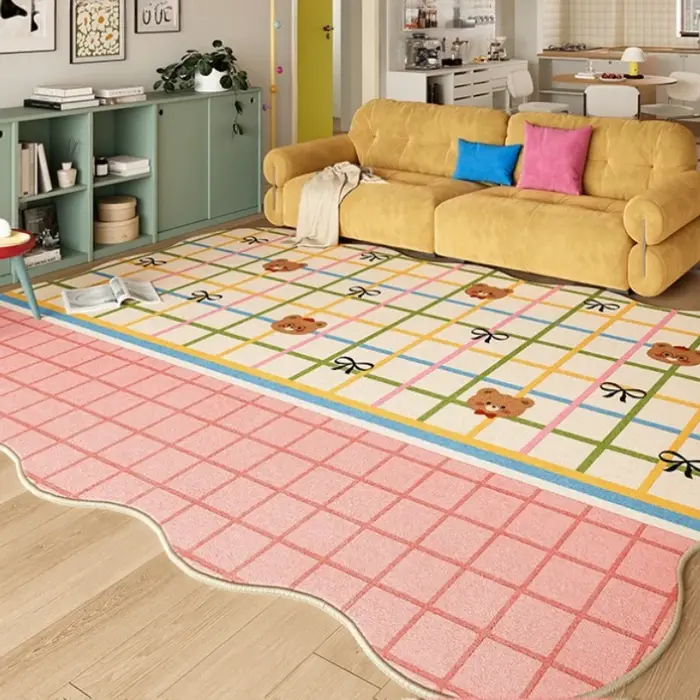Tapis de décoration de chambre à coucher couleur Dopamine