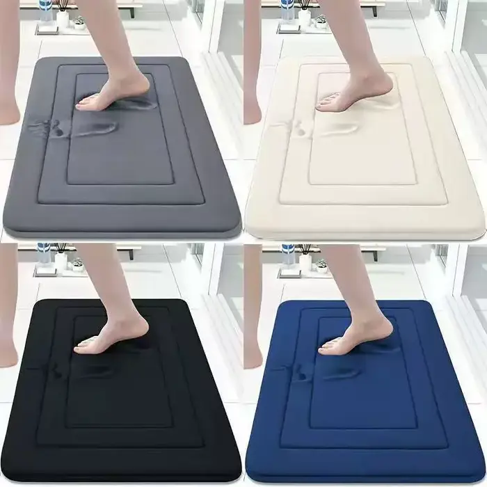Tapis de sol de salle de bain en mousse à mémoire de forme, Super absorbant, Ultra doux, antidérapant, lavage en Machine, confortable, pour sol de salle de bain