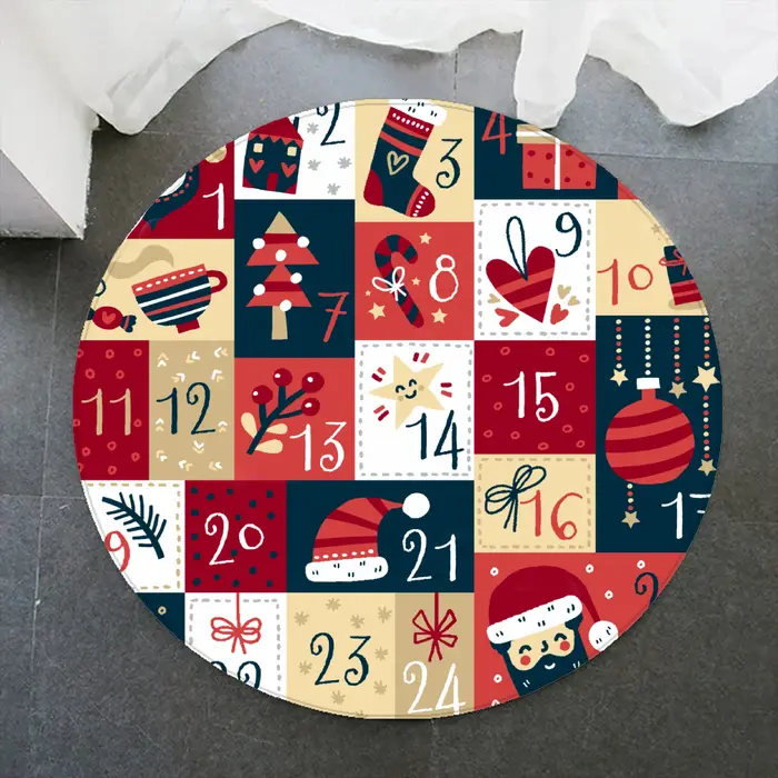 Tapis de noël rond en flanelle douce