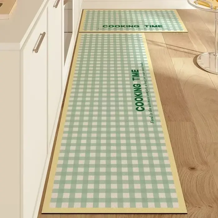Tapis pour tapis de sol de cuisine, en cuir Pvc, imperméable, antidérapant, Long, rose, doux, décoration de la maison,