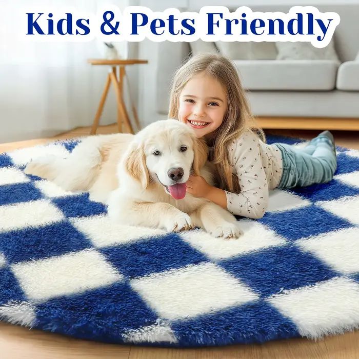 Tapis rond moderne en forme de damier