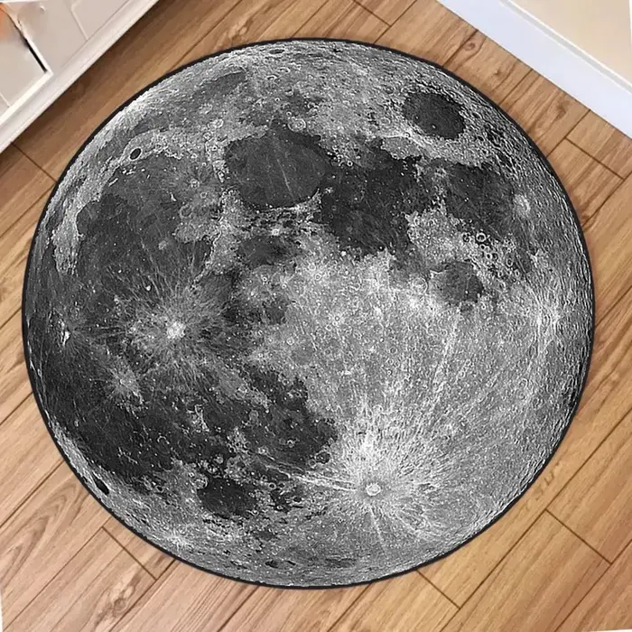 Tapis rond créatif imprimé terre et lune