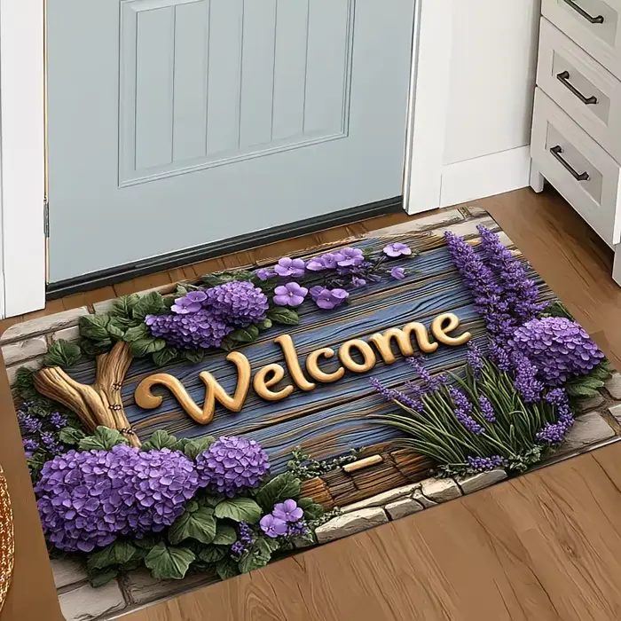 Tapis de bienvenue en hortensia violet