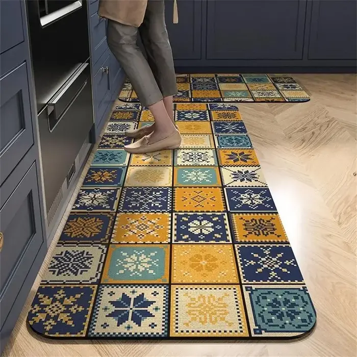 VIKAMA 1/2 tapis de cuisine vintage, tapis de couloir antidérapant pour salon, chambre à coucher, pa
