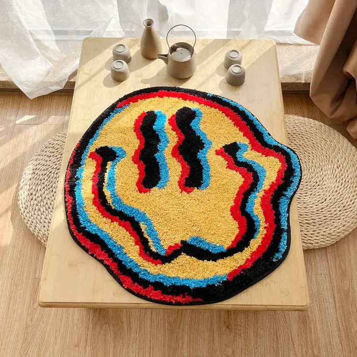 Tapis Trippy souriant - Conception capitonée unique | Cadeau idéal pour un ami | Tapis de chambr