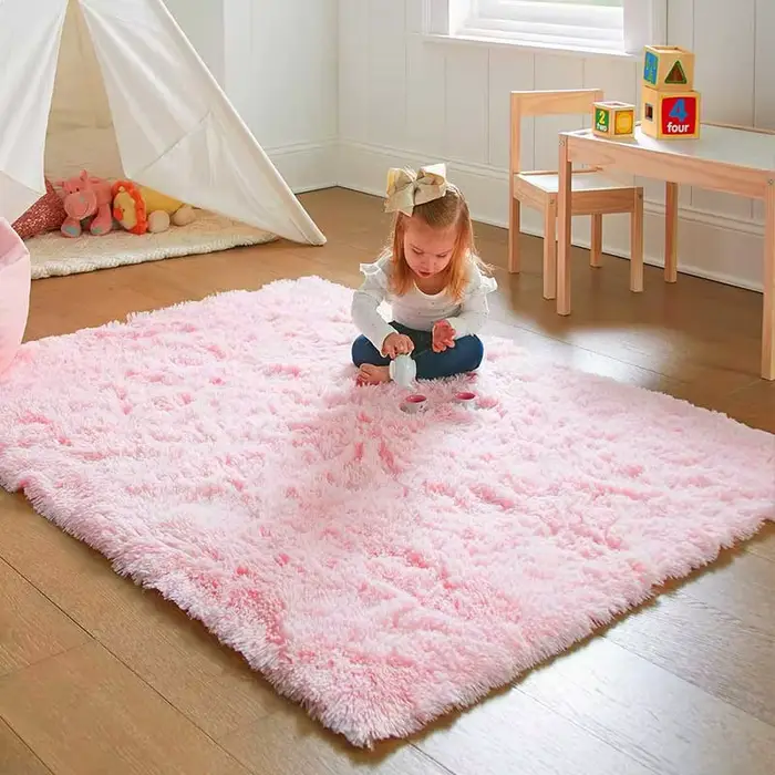 Tapis de chambre à coucher rose pour chambre d'enfant