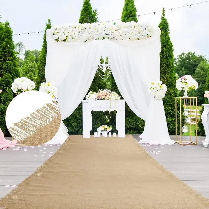Coureurs d'allée de mariage en Jute avec bord à franges
