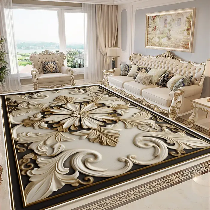 Tapis 3D à fleurs pour chambre à coucher, décoration de maison, grande surface, salon, doux, antidér