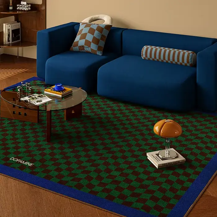 Tapis simple à carreaux rétro pour salon
