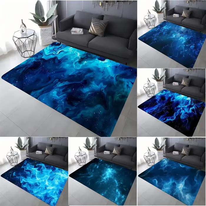 Tapis d'art liquide abstrait bleu