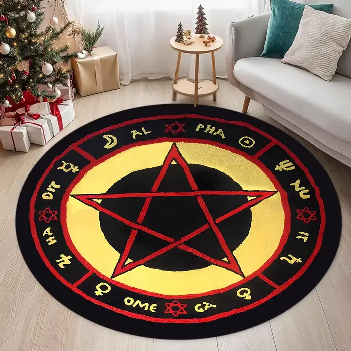 Tapis rond floral rose magique
