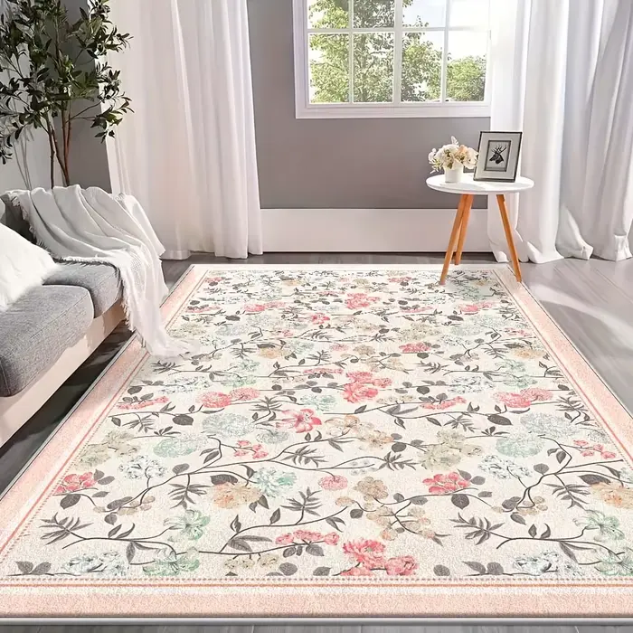 Tapis pour salon grand tapis de chambre à coucher rose tapis de sol de chevet tapis de plante de fle