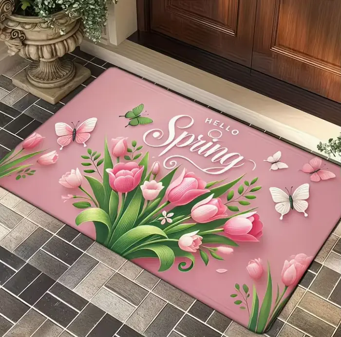 Tapis de bienvenue en hortensia violet, antidérapant, lavable, doux, à fleurs, pour entrée, cuisine,