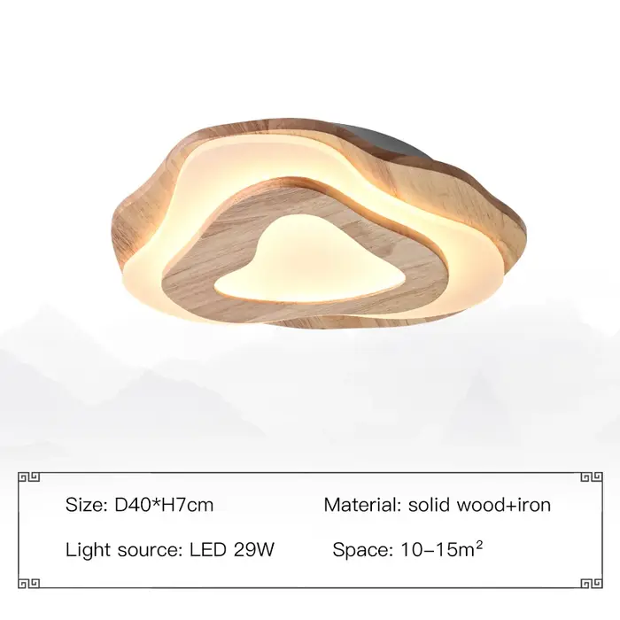 Plafonnier LED en Bois au Design Nordique Moderne, avec Télécommande, Luminaire Décoratif de Plafond