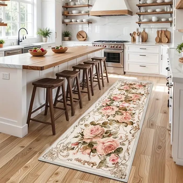 Tapis floral vintage, décoration intérieure, tapis de couloir bohème, tapis de sol pour salon, coulo