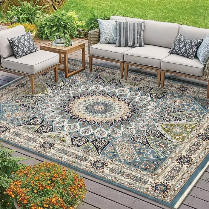 Tapis persan rétro avec polymères, tapis de balcon extérieur, tapis de grande surface, style américa