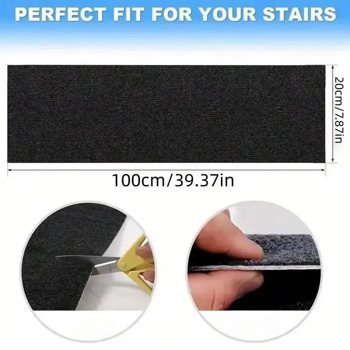 1 pièce Tapis d'escalier antidérapant lavable 20cm x 100cm pour marches extérieures
