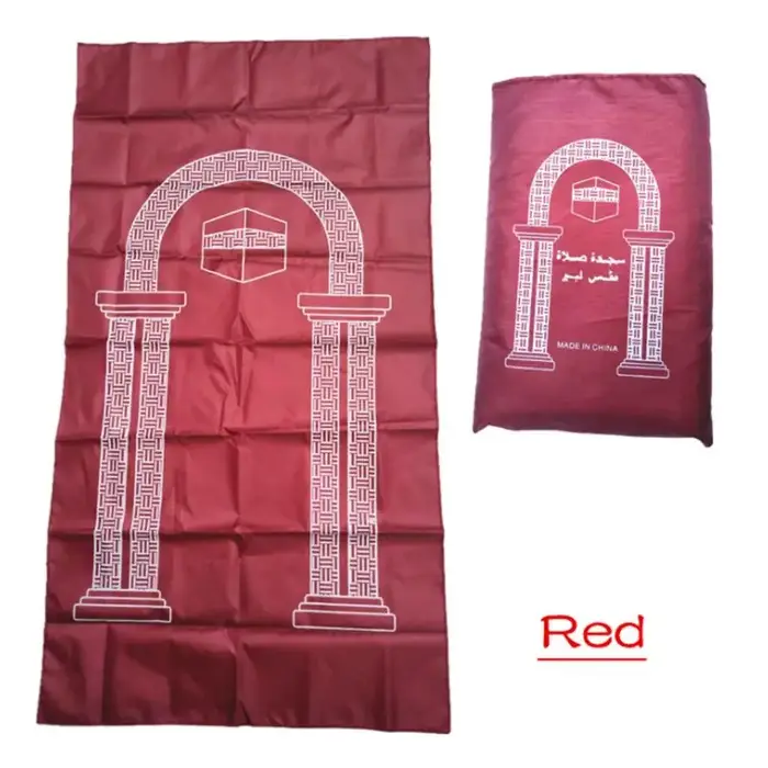 Tapis de prière musulmane, 60x100cm, tressé en PU, imperméable, avec une simple impression, pochette