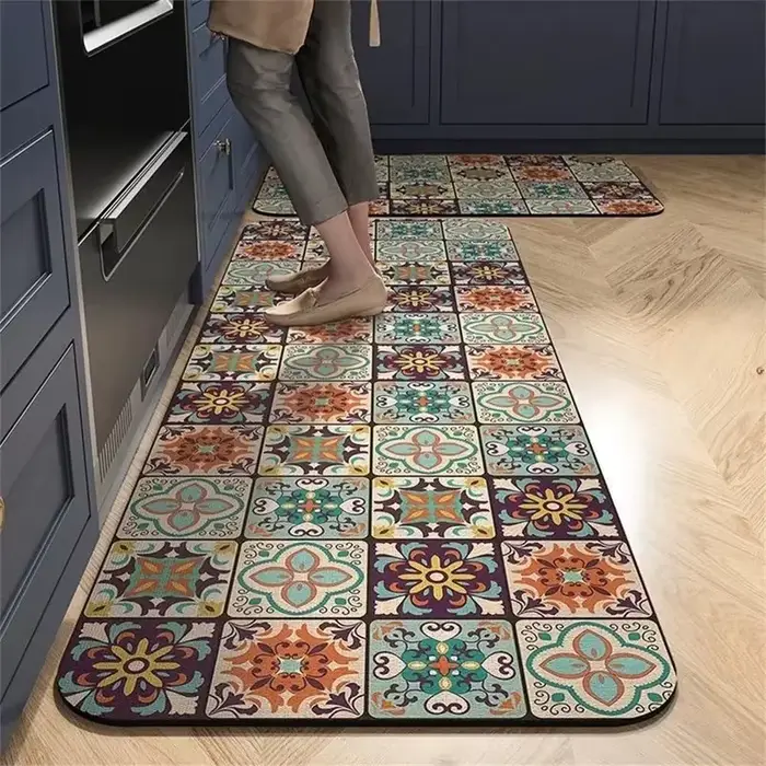 VIKAMA Tapis de cuisine marocain vintage antidérapant résistant à l'huile