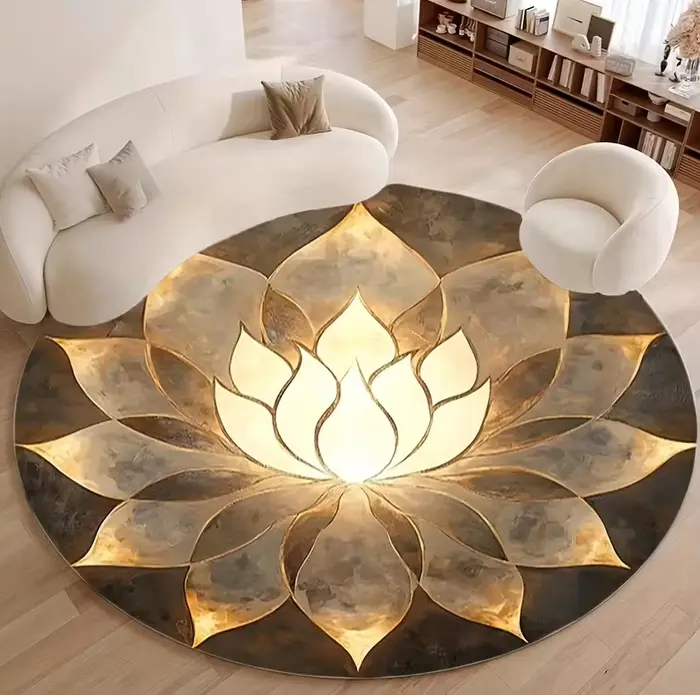 Tapis circulaire à motifs bohèmes, adapté à la décoration de la maison, comme le salon, la cuisine, 