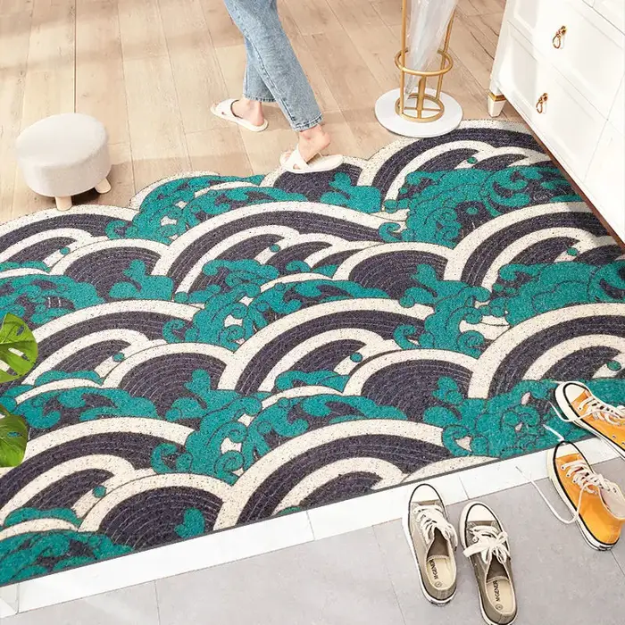 Tapis lavable en caoutchouc, antidérapant, pour couloir, paillasson ondulé, imperméable, facile à nettoyer, pour entrée, résistant à la saleté