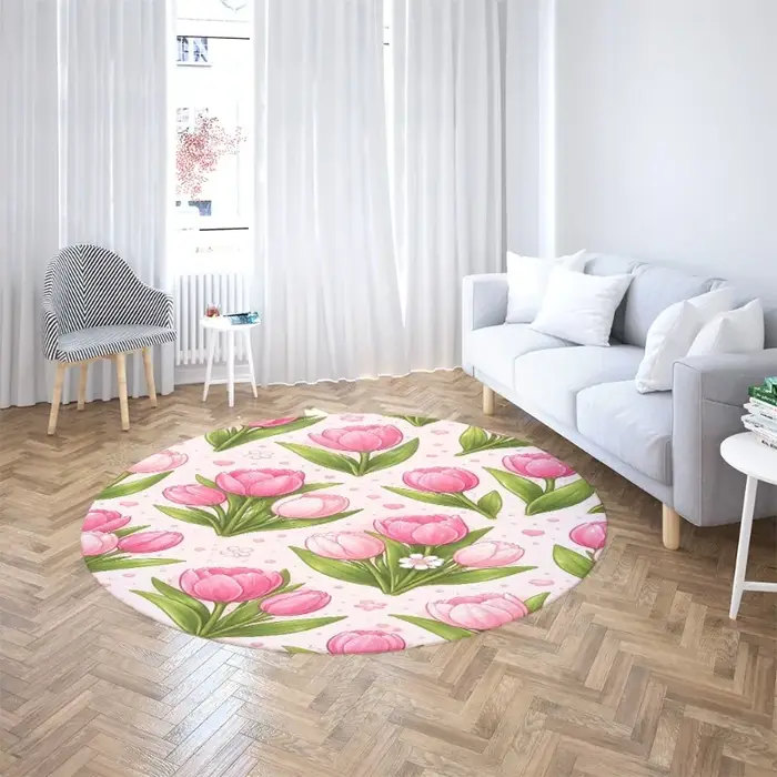 Tapis floral rose pivoine