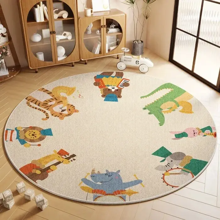 Tapis rond de grande surface avec impression d'animaux