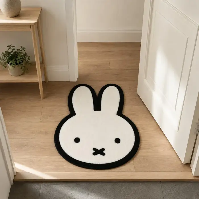 Tapis de sol en forme de Miffy, moelleux, antidérapant, pour dortoir d'étudiant, chambre à coucher,