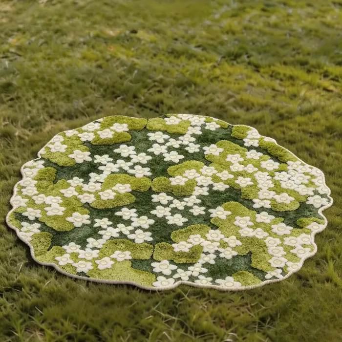 Tapis en peluche épais de forme irrégulière pour la décoration de chambre à coucher