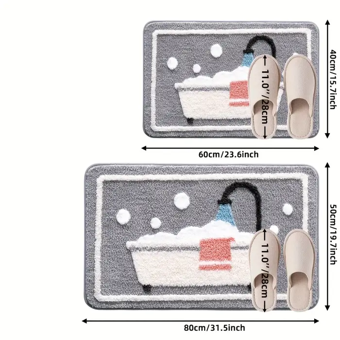 Tapis de bain tricoté antidérapant avec support en TPR