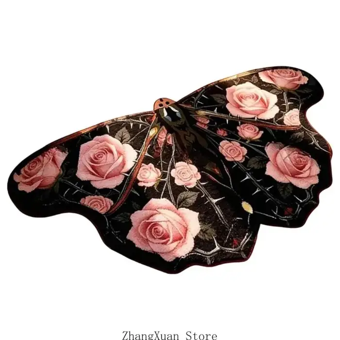 Tapis d'entrée, tapis papillon 23,62 X 35,43 pouces, envers antidérapant toucher doux pour chambre à coucher salon