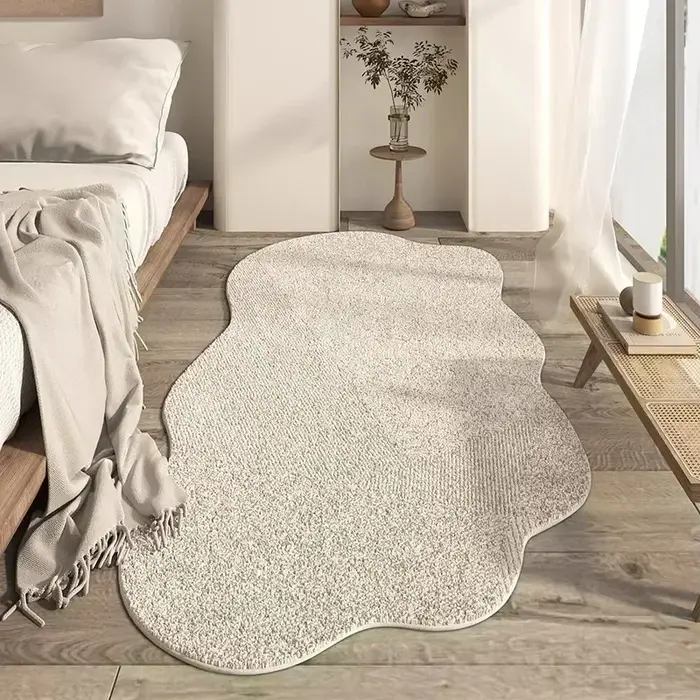 Salon irrégulier grande surface tapis minimaliste chambre chevet