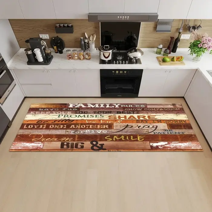 Polymères de sol en bois pour la décoration de la maison, motif de porte avant, cuisine