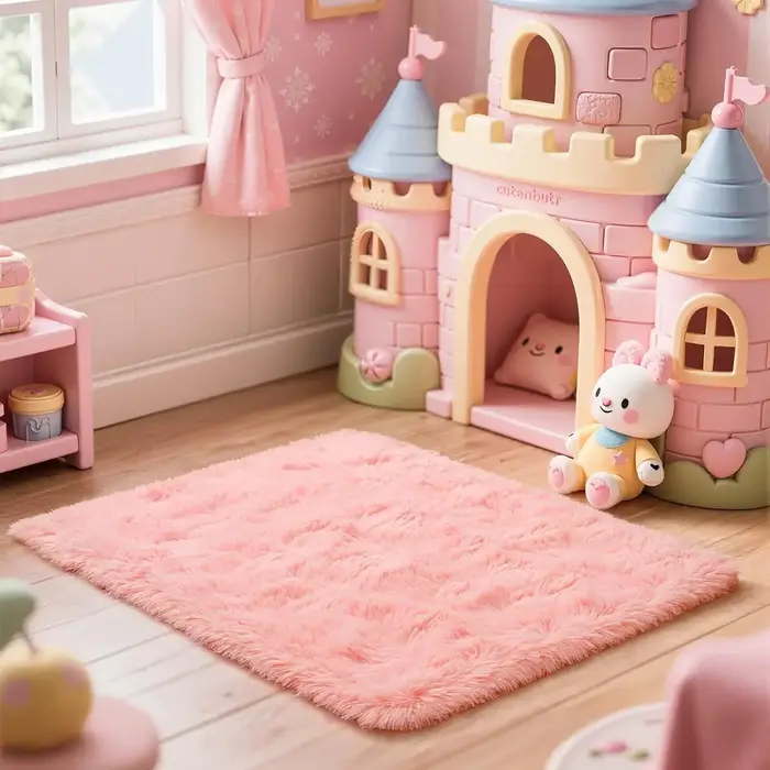 Tapis de chambre rose VIKAMA - Doux et moelleux pour la décoration intérieure