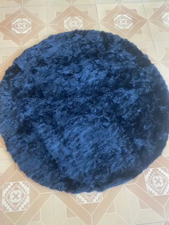 Couverture ronde en fourrure de lapin véritable pour salon, tapis en peau de lapin véritable, décora