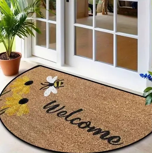 Tapis semi-circulaire vintage à imprimé persan bohème