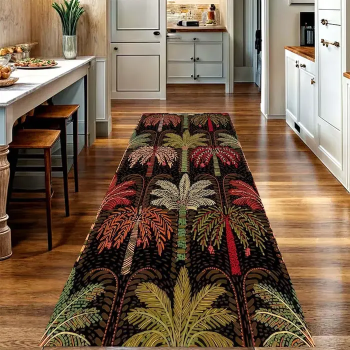 Tapis de couloir rouge orné lavable antidérapant, tapis de bienvenue, tapis de protocole, longueur et taille illimitées