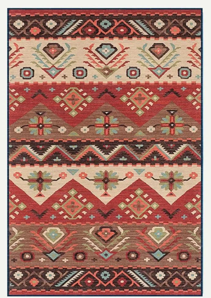 Tapis Design Vintage turc rouge pour salon, chambre à coucher, tapis de sol Boho lavable, décor sur 
